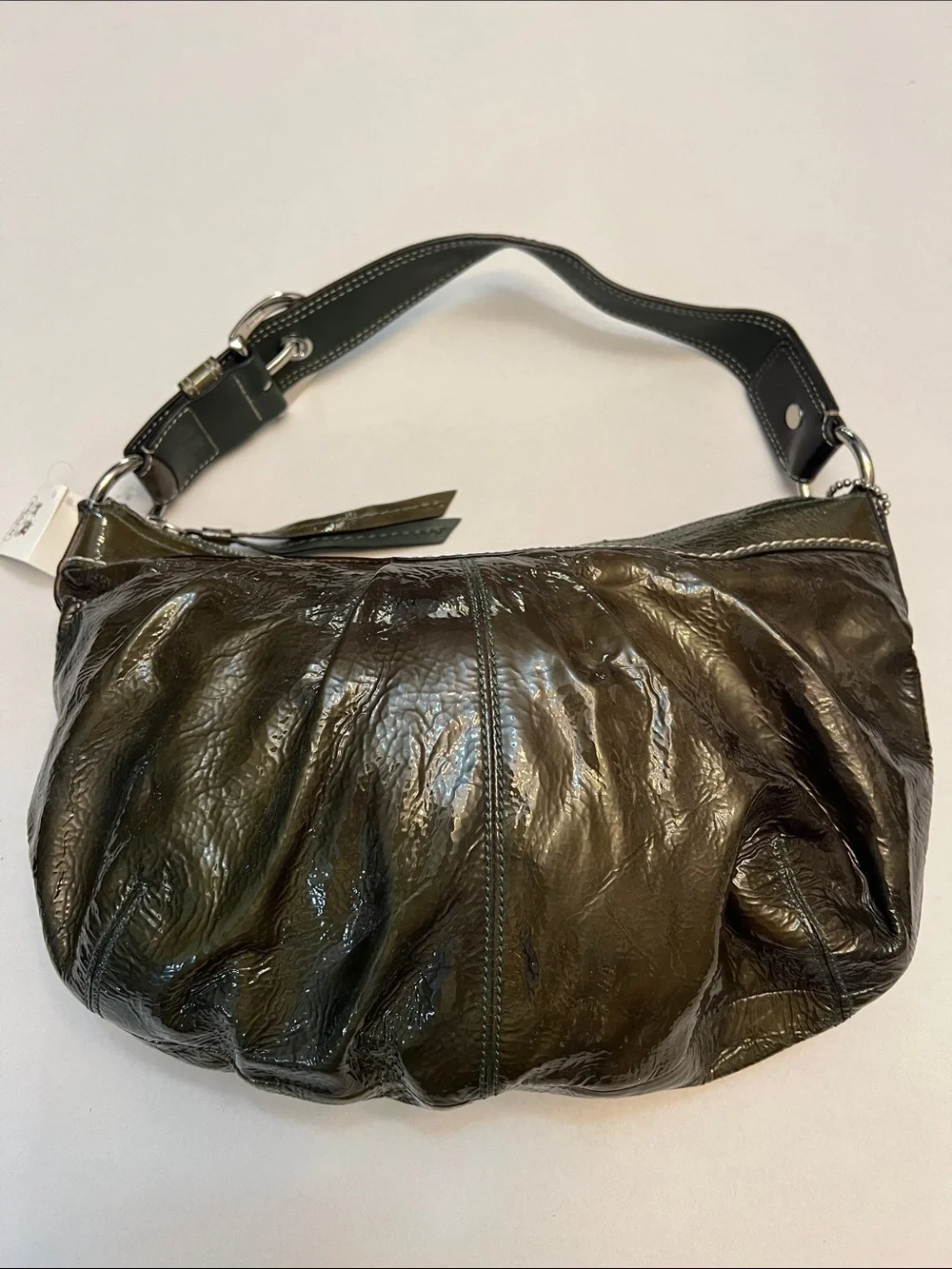 COACH CLASSIC GREEN PATENT LEATHER HOBO BAG PURSE NEW WITH TAGS